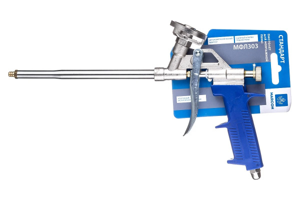 картинка Пистолет для монтажной пены адаптер корпус металл ручка пластик синий конфузор МФЛ303 Marcon /60 от магазина Компания+